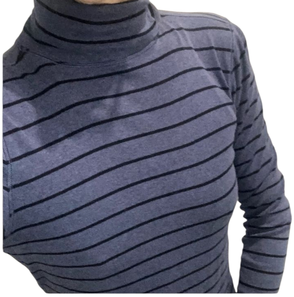 💫TRISTAN Women’s Striped Blue/!Black Turtleneck Top